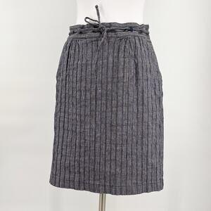 Cotelac Women’s Navy Blue Cotton Flax Tonal Stripe Pencil Skirt Size US 12 Large